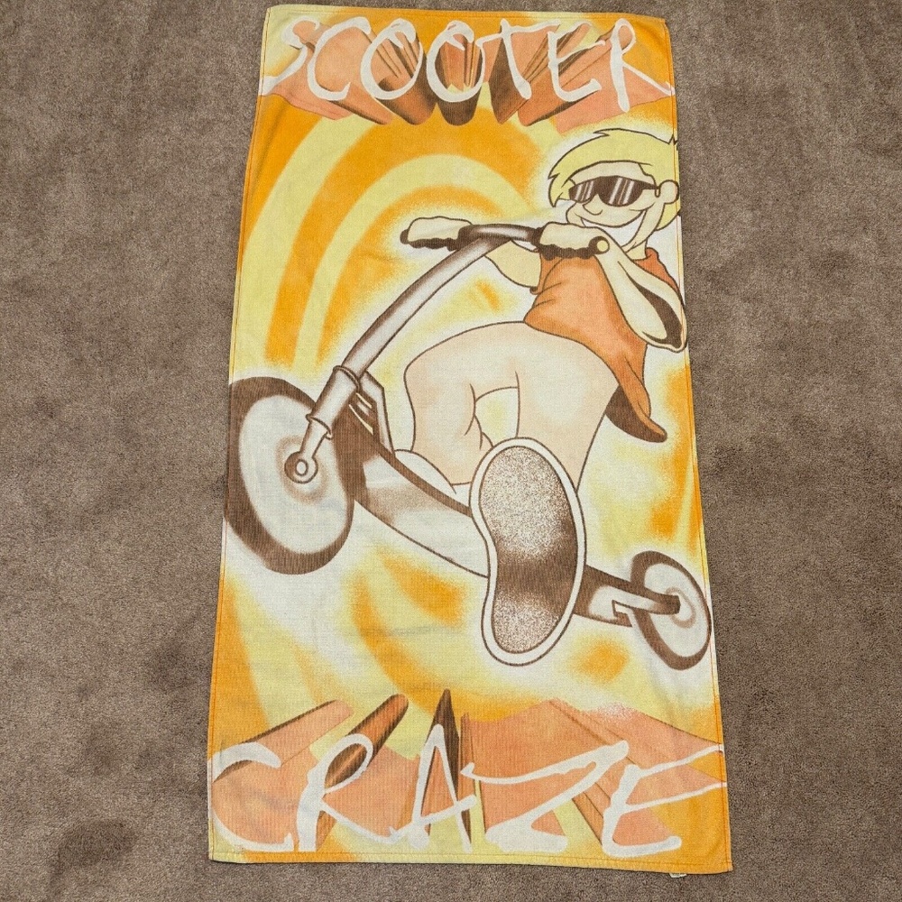 Vintage Jay Tranco Scooter Craze Beach Towel 52"x27" *Read
